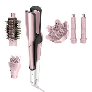 Shark FlexStyle Glam, Ceramic+Powerful Air Styling+Drying System, HD6052SPK | Silki Straightener + Glossi Air Glosser, Wide-Tooth Comb & Diffuser, Scalp Shield(Curly & Coily Hair (Pink))