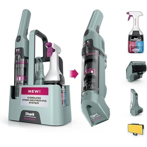 Shark StainForce Cordless Stain, Odor & Urine Remover, 1 Tool, HX095BRN | For Carpets, Area Rugs, Upholstery, Cars & Outdoors, Dual-Activated Formula, Stain Eliminator Tool, Beige(StainForce w/ Stain Eliminator Tool + Crevice Tool)