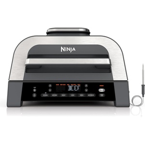 Ninja® Foodi® 6-in-1 Indoor Grill & Air Fryer, 500°F, Black/Silver, EG201 | Cyclonic Grilling, 500°F Surround Searing for char-grilled marks, virtually smoke-free. 6-in-1: Grill, Air Fry, Roast & more.(6-in-1 w/ probe)