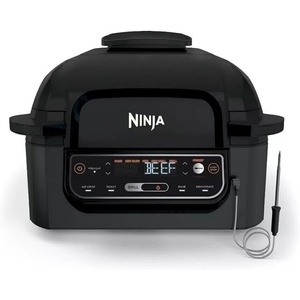 Ninja Foodi Pro 5-in-1 Indoor Integrated Smart Probe, 4-Quart Air Fryer, Roast, Bake, Dehydrate, an Cyclonic Grilling Technology, with 4 Steaks Capacity, in a Stainless Finish | Integrated Smart Probe, Roast, Bake, Dehydrate, Cyclonic Grilling Technology, 4 Steaks Capacity(Stainless)