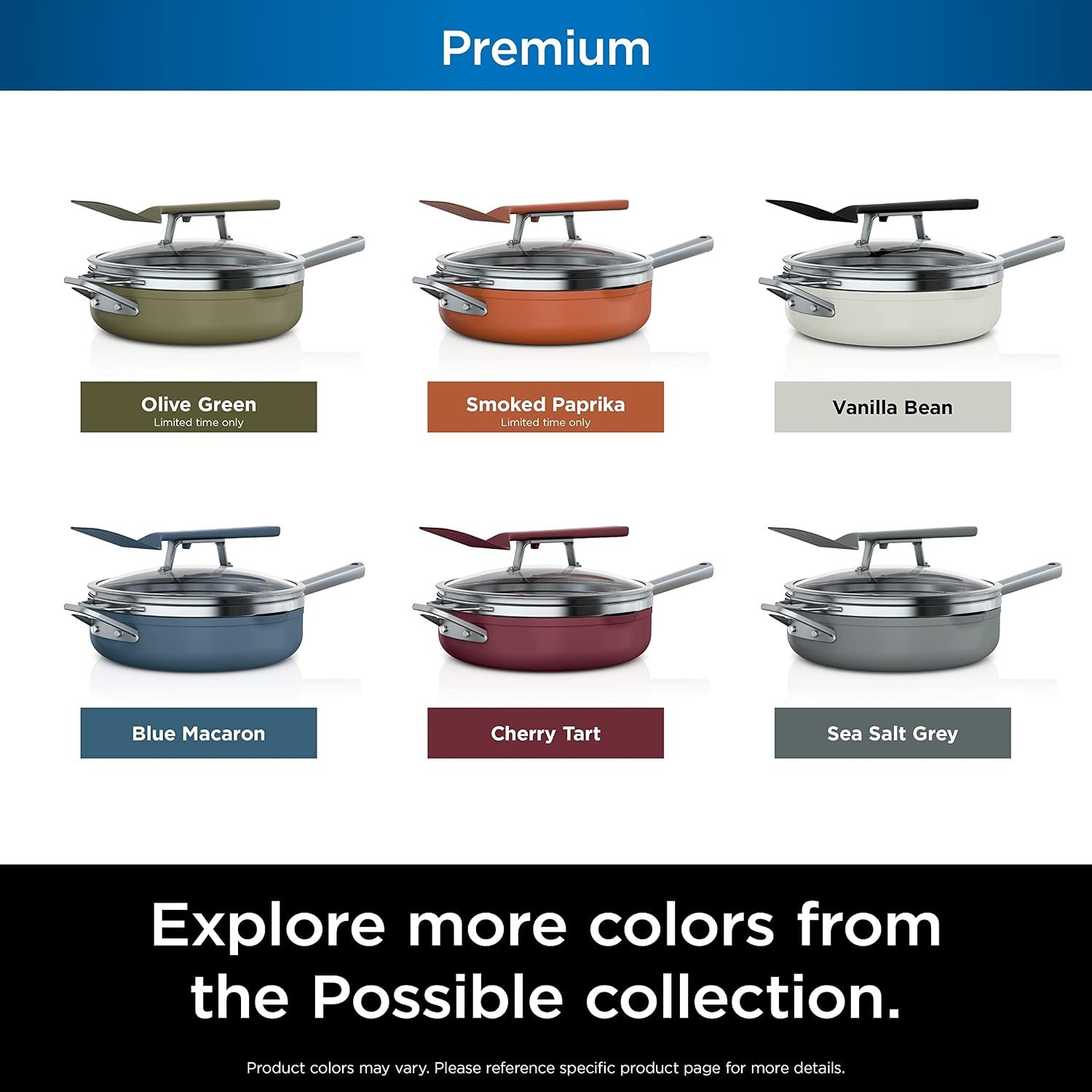 image:imageNinja Cookware Steamer Strainer Basket Glass Lid and Spatula Foodi NeverStick PossiblePan Premium Set with 4Quart Capacity Pan Nonstick Durable Oven Safe Cookware Cherry Tart CW102BLMacaron Blue