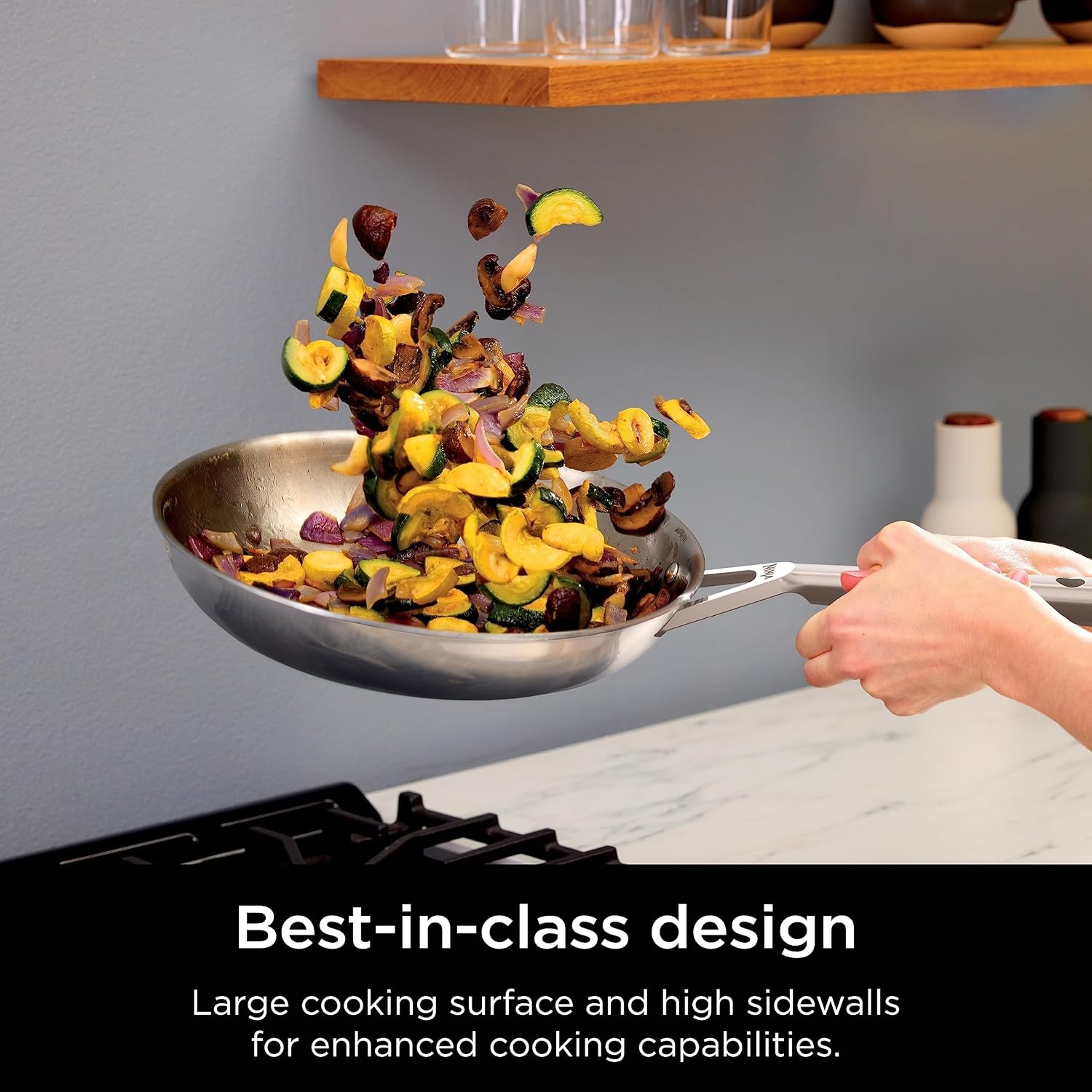 image:imageNinja EverClad 1025 Fry Pan TriPly Stainless C90026 Triply 1810 stainless pure aluminum core No warping hot spots All stovetops amp induction compatible Oven safe to 600F12 Piece Set