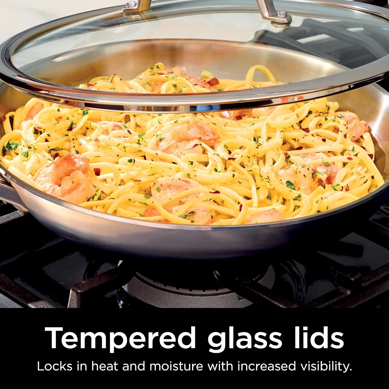 image:imageNinja EverClad 1025 Fry Pan TriPly Stainless C90026 Triply 1810 stainless pure aluminum core No warping hot spots All stovetops amp induction compatible Oven safe to 600F12 Piece Set