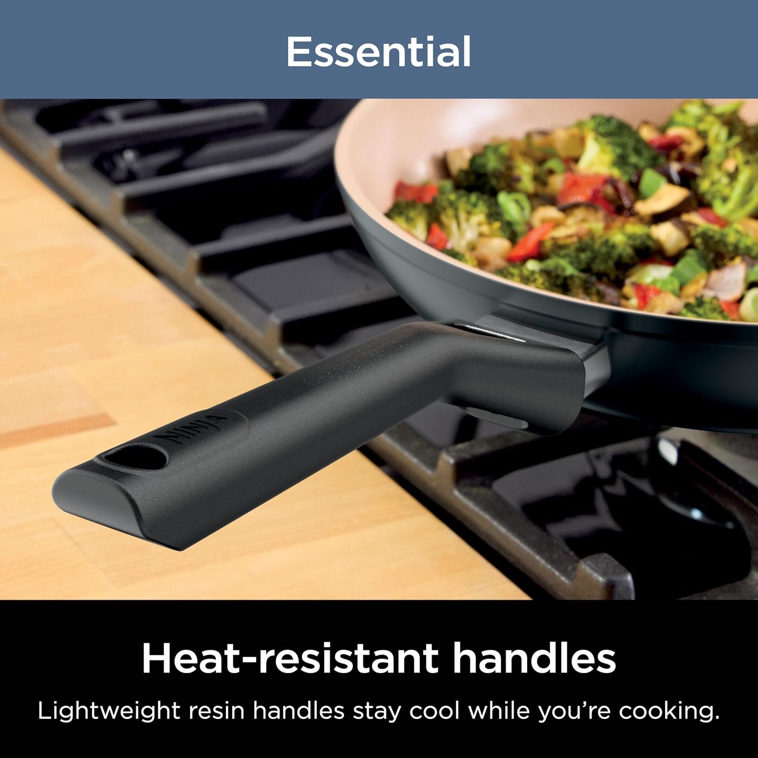 image:imageNinja Extended Life Ceramic 1025 Fry Pan with Comfort Grip Nonstick Fry Pans Pots PTFE Free Healthy Cooking Oven Safe Dishwasher Safe All Stovetops amp Induction Compatible Navy Blue CW4002610pc Black Set