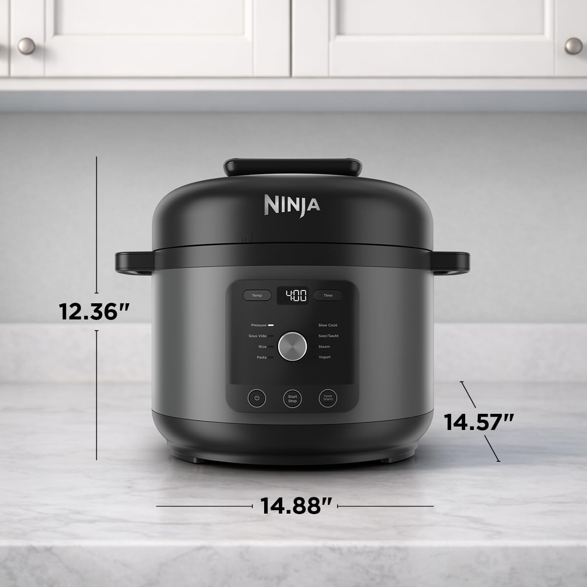 image:imageNinja HyperHeat 9in1 Pressure Cooker 65qt Blue Macaron PC201 Cooks 2X faster Sear Saut Slow Cook Steam amp Sous Vide 1200W PFASfree pot removable SimpliServe pot for easy servingGrey