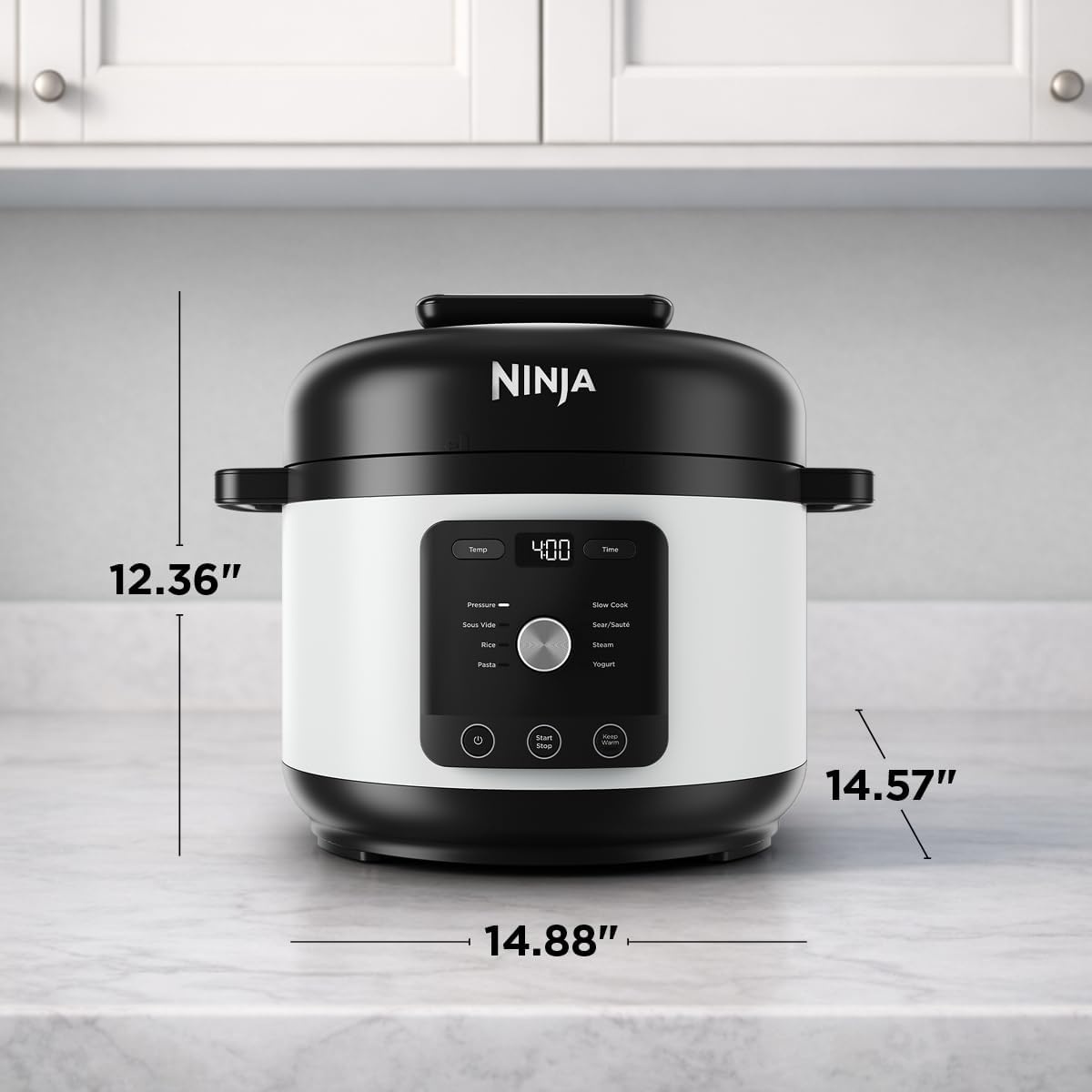 image:imageNinja HyperHeat 9in1 Pressure Cooker 65qt Blue Macaron PC201 Cooks 2X faster Sear Saut Slow Cook Steam amp Sous Vide 1200W PFASfree pot removable SimpliServe pot for easy servingWhite