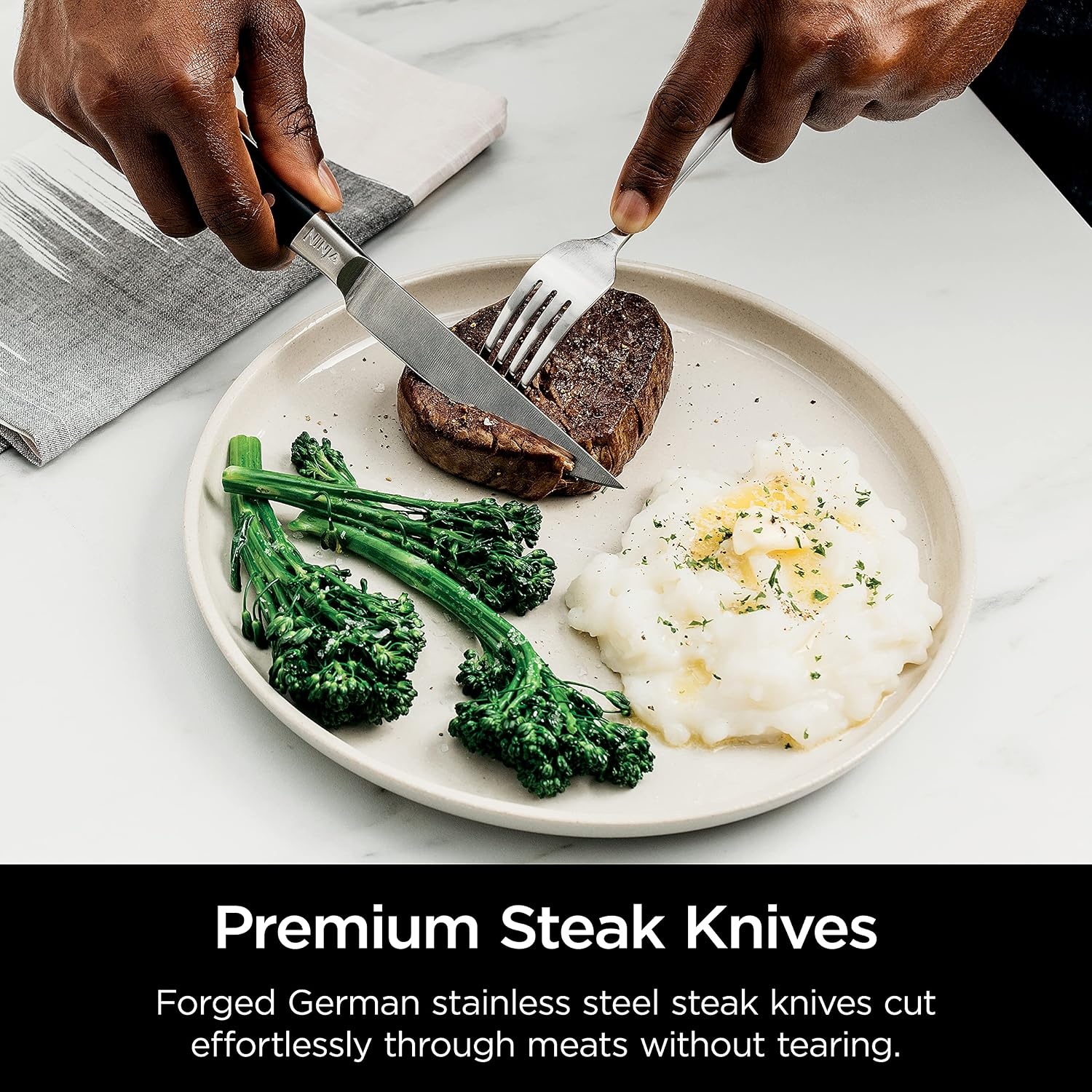 image:imageNinja NeverDull 15Pc Wood Series Knife Block StainlessWalnut K52015 Stays razorsharp 10 years Premium German stainless steel blades Foolproof builtin sharpener Walnut wood block amp handles14Piece
