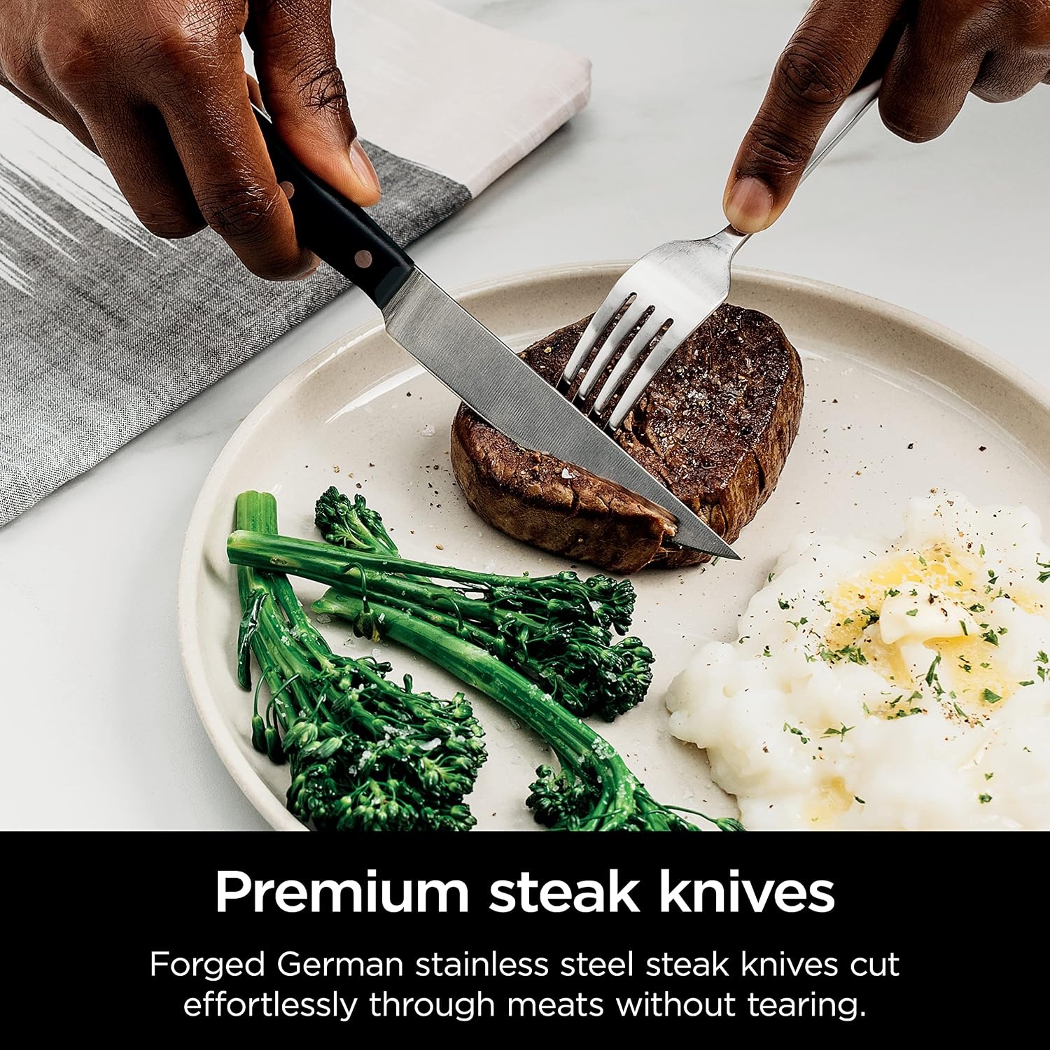 image:imageNinja NeverDull 15Pc Wood Series Knife Block StainlessWalnut K52015 Stays razorsharp 10 years Premium German stainless steel blades Foolproof builtin sharpener Walnut wood block amp handles12Piece