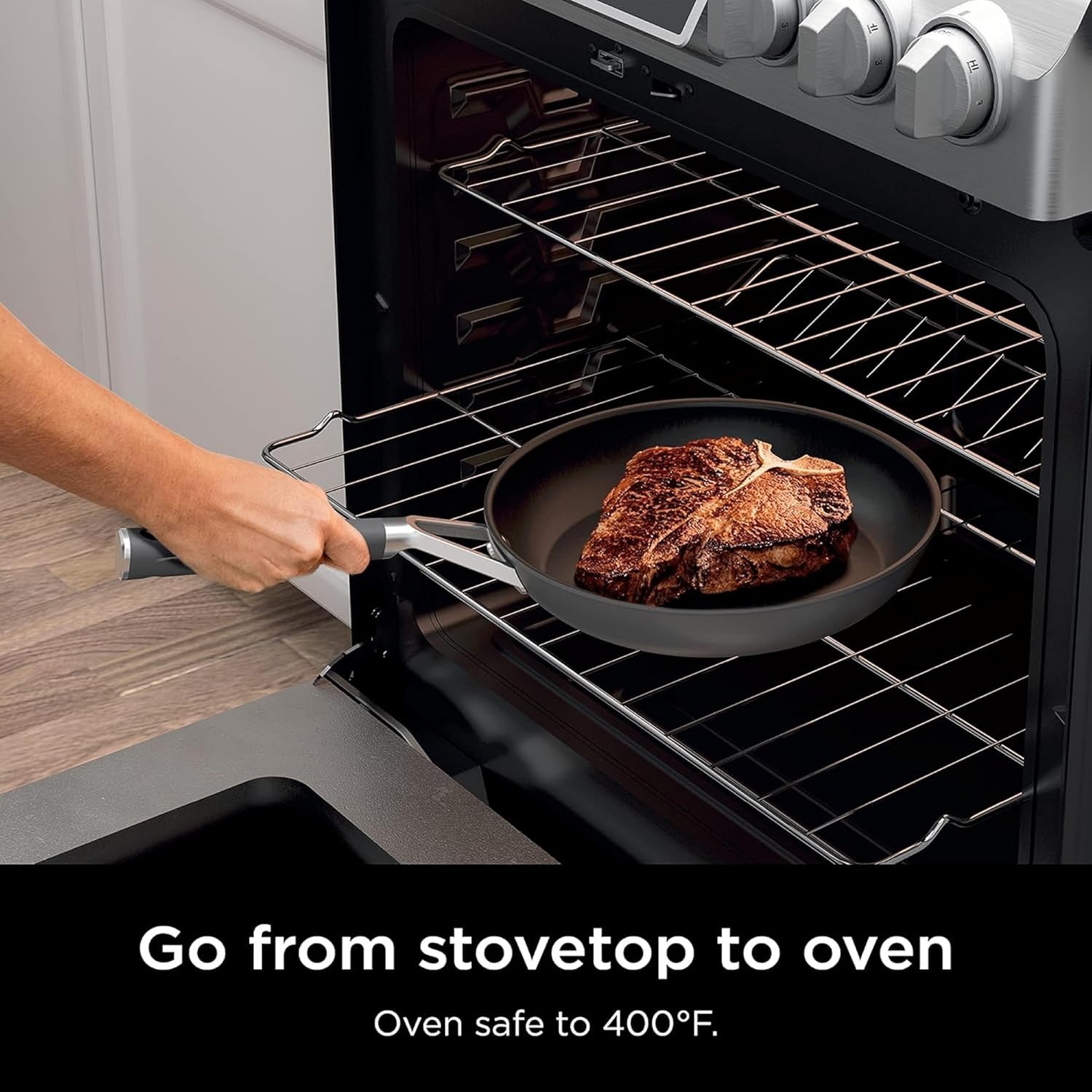 image:imageNinja NeverStick Professional HardAnodized 10 Piece Pots amp Pans Set Nonstick Cookware Set Durable Oven Safe to 500F Slate Grey C39500