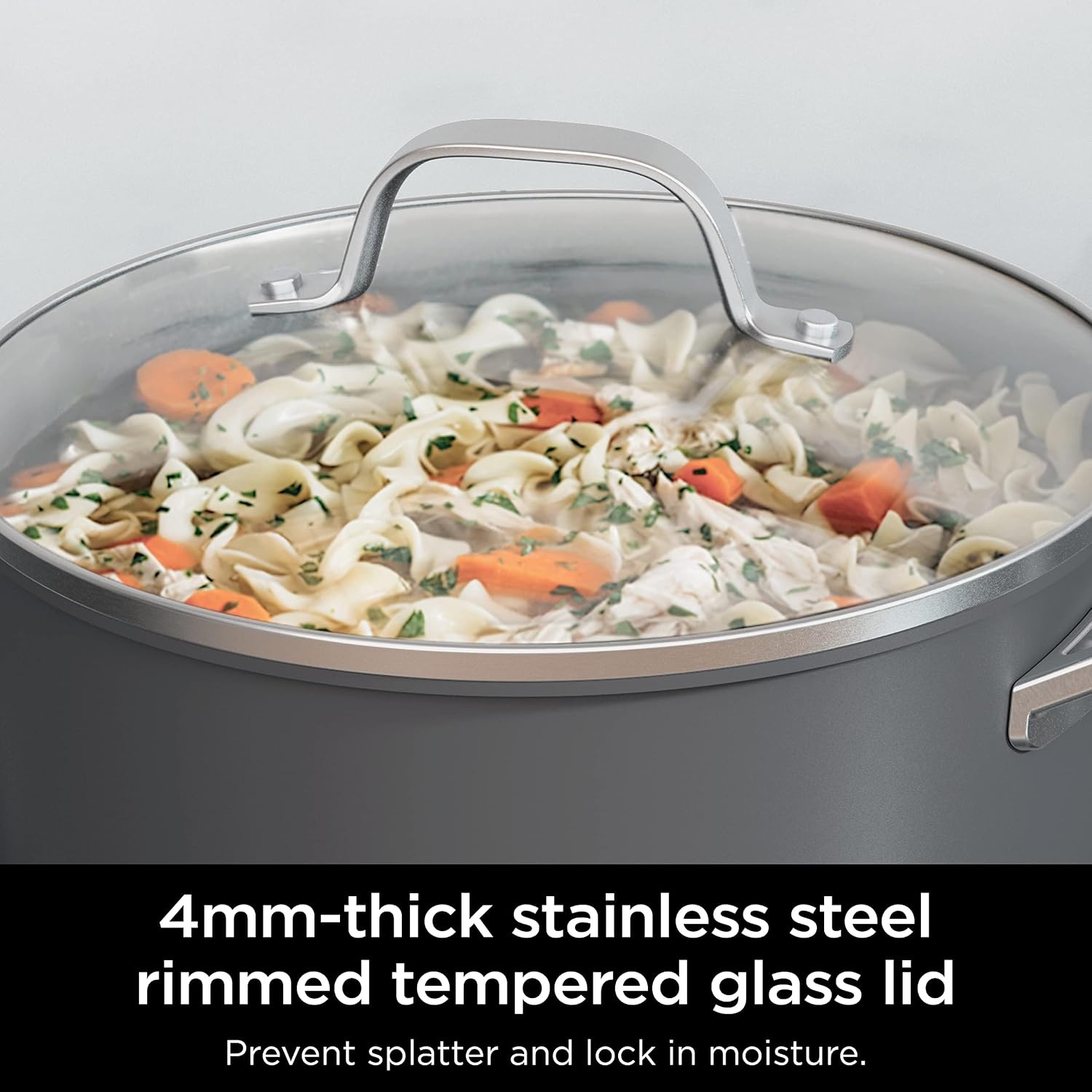 image:imageNinja Pots and Pans Set Non Stick Comfort Grip 10Piece Cookware Set with NeverStick Frying Pan Sauce Pan With Lid Stock Pot with Lid Nonstick Dishwasher Safe Oven Safe to 400F CW69010 NeverStick NonStick Cookware10 Piece Set