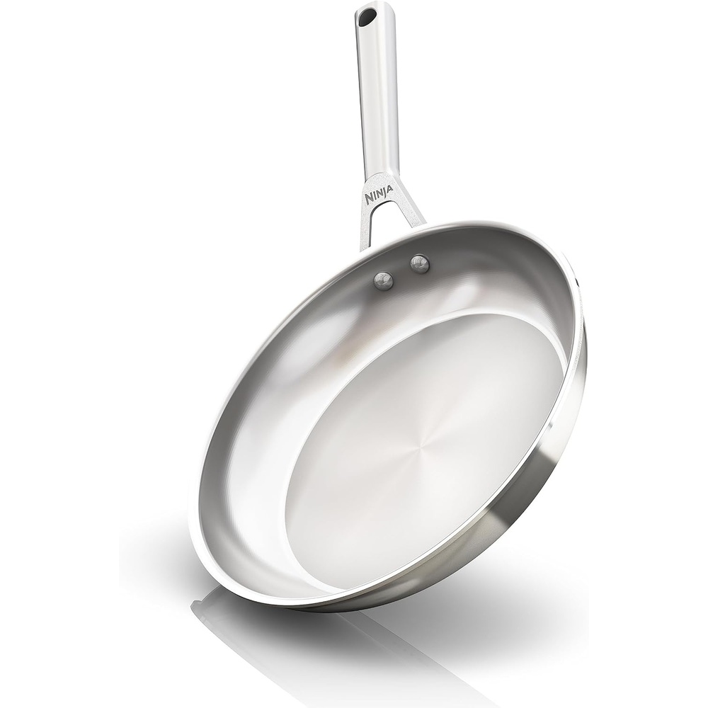 image:imageNinja EverClad 1025 Fry Pan TriPly Stainless C90026  Triply 1810 stainless pure aluminum core No warping hot spots All stovetops amp induction compatible Oven safe to 600F1025 Fry Pan