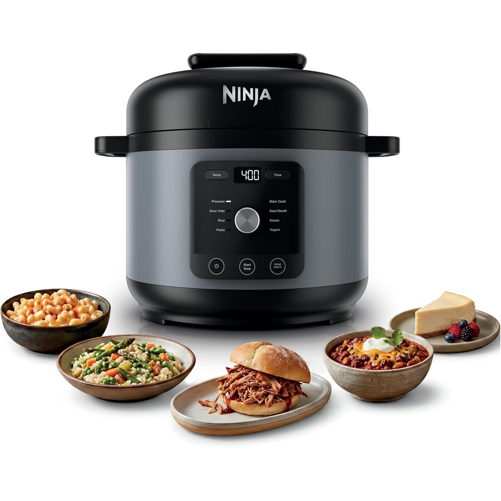 image:imageNinja HyperHeat 9in1 Pressure Cooker 65qt Blue Macaron PC201 Cooks 2X faster Sear Saut Slow Cook Steam amp Sous Vide 1200W PFASfree pot removable SimpliServe pot for easy servingStone Purple
