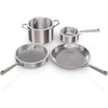 Ninja® EverClad 10.25″ Fry Pan, Tri-Ply, Stainless, C90026 | Tri-ply: 18/10 stainless, pure aluminum core. No warping, hot spots. All stovetops & induction compatible. Oven safe to 600°F(7- Piece Set)