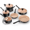 Ninja Extended Life Ceramic 10.25″ Fry Pan with Comfort Grip, Nonstick Fry Pans, Pots, PTFE Free, Healthy Cooking, Oven Safe, Dishwasher Safe, All Stovetops & Induction Compatible, Navy Blue, CW40026(10pc Black Set)