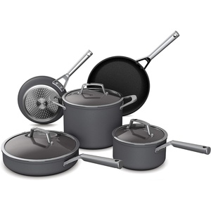 Ninja C33000 Foodi NeverStick Premium 3-Piece Cookware Set, 12-Inch Fry Pan, 5-Quart Sauté Pan with Glass Lid, Hard-Anodized, Nonstick, Durable & Oven Safe to 500°F, Slate Grey(8-Piece Set)
