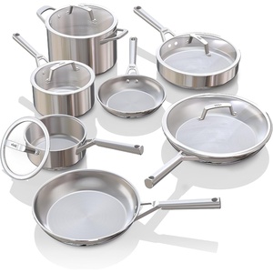 Ninja® EverClad 10.25″ Fry Pan, Tri-Ply, Stainless, C90026 | Tri-ply: 18/10 stainless, pure aluminum core. No warping, hot spots. All stovetops & induction compatible. Oven safe to 600°F(12 – Piece Set)