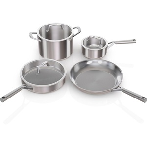 Ninja® EverClad 10.25″ Fry Pan, Tri-Ply, Stainless, C90026 | Tri-ply: 18/10 stainless, pure aluminum core. No warping, hot spots. All stovetops & induction compatible. Oven safe to 600°F(7- Piece Set)