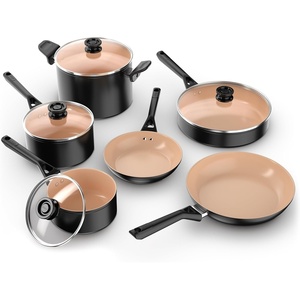 Ninja Extended Life Ceramic 10.25″ Fry Pan with Comfort Grip, Nonstick Fry Pans, Pots, PTFE Free, Healthy Cooking, Oven Safe, Dishwasher Safe, All Stovetops & Induction Compatible, Navy Blue, CW40026(10pc Black Set)