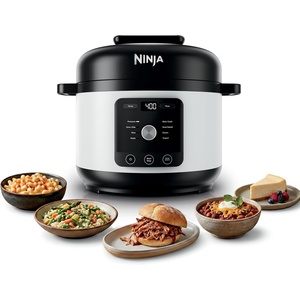Ninja® HyperHeat™ 9-in-1 Pressure Cooker, 6.5-qt, Blue Macaron, PC201 | Cooks 2X faster, Sear, Sauté, Slow Cook, Steam & Sous Vide, 1200W, PFAS-free pot, removable SimpliServe™ pot for easy serving(White)