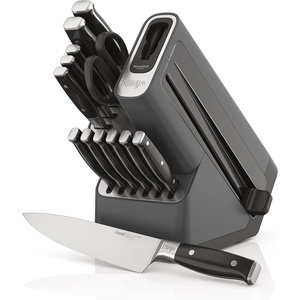 Ninja® NeverDull™ 15-Pc Wood Series Knife Block, Stainless/Walnut, K52015 | Stays razor-sharp 10+ years. Premium German stainless steel blades. Foolproof built-in sharpener. Walnut wood block & handles(14-Piece)