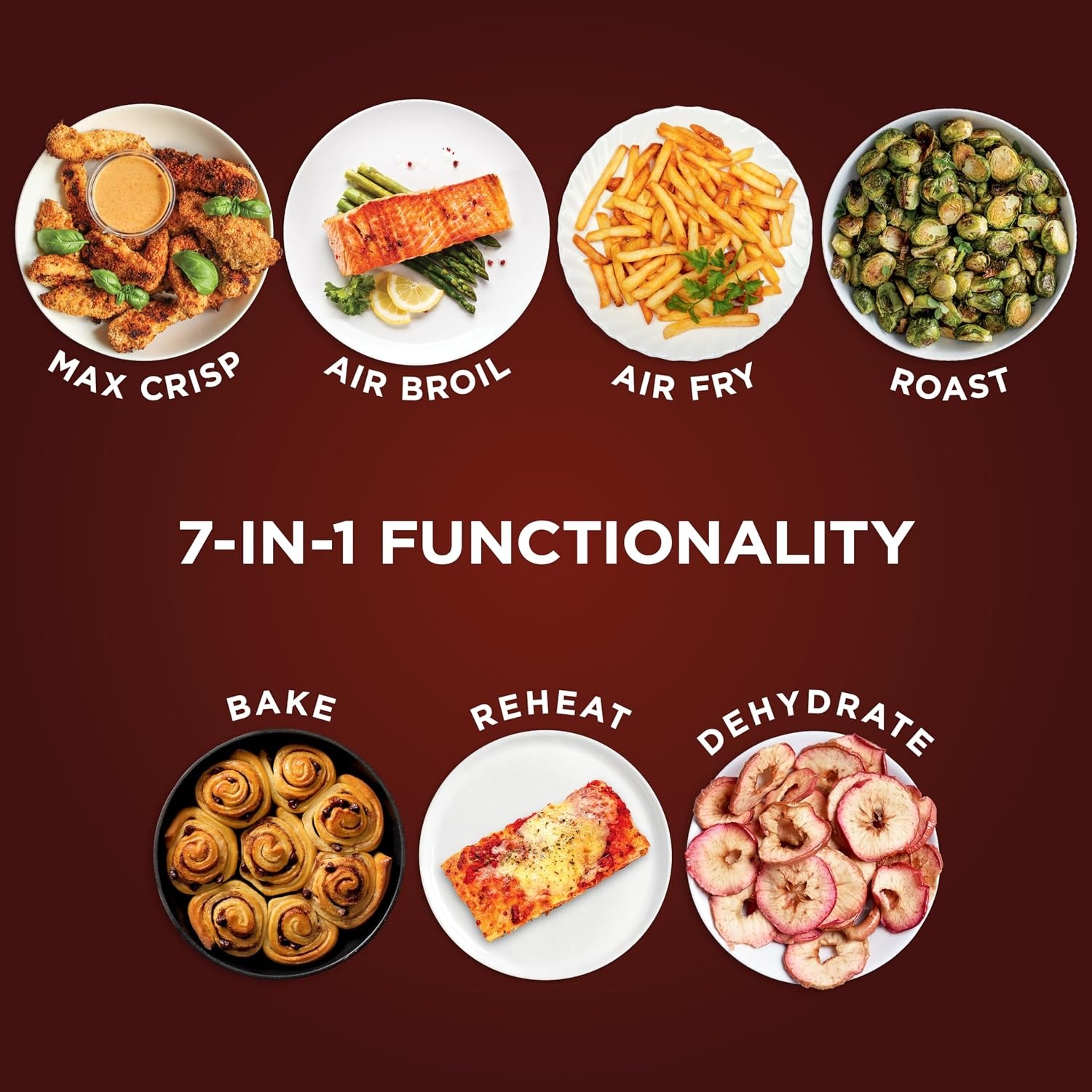 image:imageNinja Air Fryer Pro 5 Qt 5in1 Stone AF142SD Air fry bake roast reheat dehydrate 1750W 400F max Fits 4 lbs fries DishwashersafeCharcoal