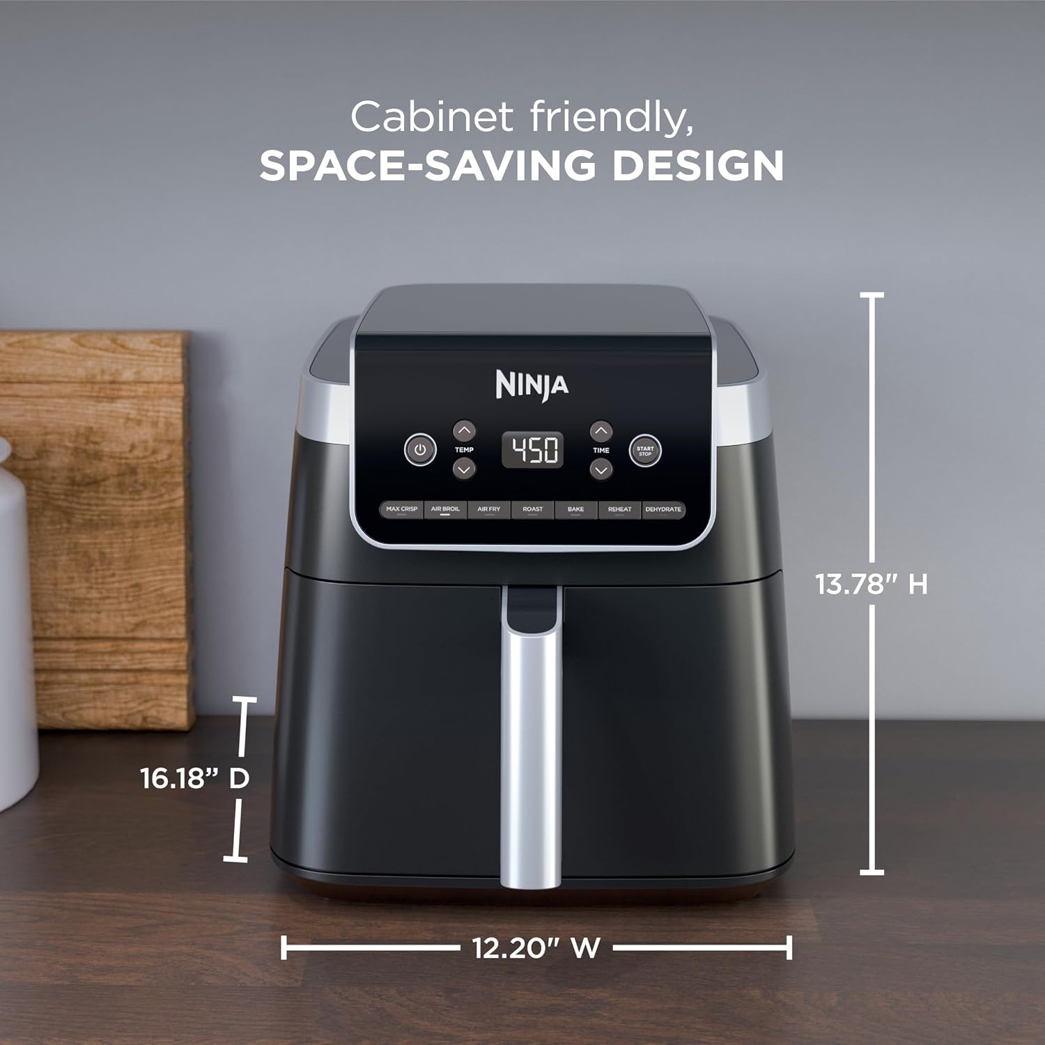 image:imageNinja Air Fryer Pro 5 Qt 5in1 Stone AF142SD Air fry bake roast reheat dehydrate 1750W 400F max Fits 4 lbs fries DishwashersafeCharcoal
