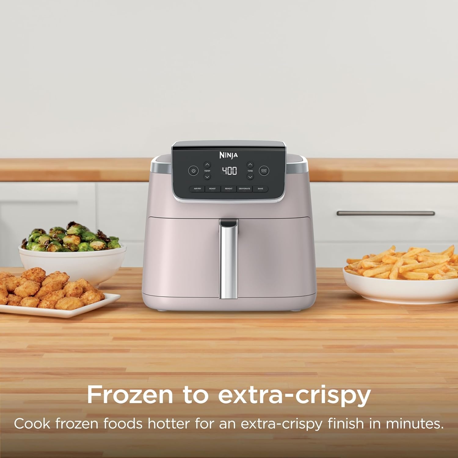 image:imageNinja Air Fryer Pro 5 Qt 5in1 Stone AF142SD Air fry bake roast reheat dehydrate 1750W 400F max Fits 4 lbs fries DishwashersafeLight Pink