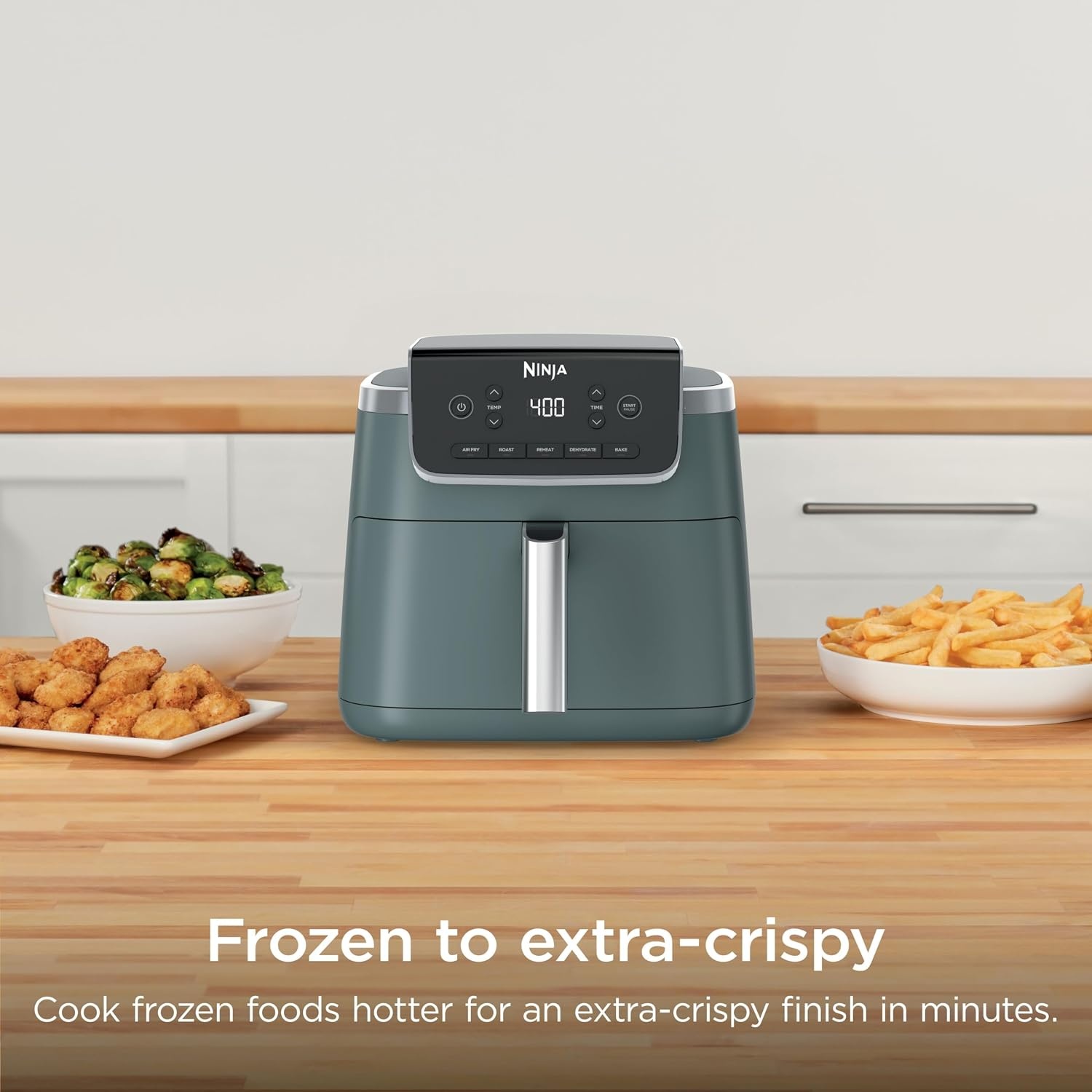 image:imageNinja Air Fryer Pro 5 Qt 5in1 Stone AF142SD Air fry bake roast reheat dehydrate 1750W 400F max Fits 4 lbs fries DishwashersafeSage