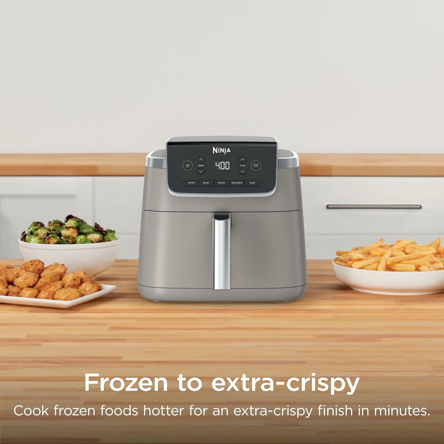 image:imageNinja Air Fryer Pro 5 Qt 5in1 Stone AF142SD Air fry bake roast reheat dehydrate 1750W 400F max Fits 4 lbs fries DishwashersafeStone