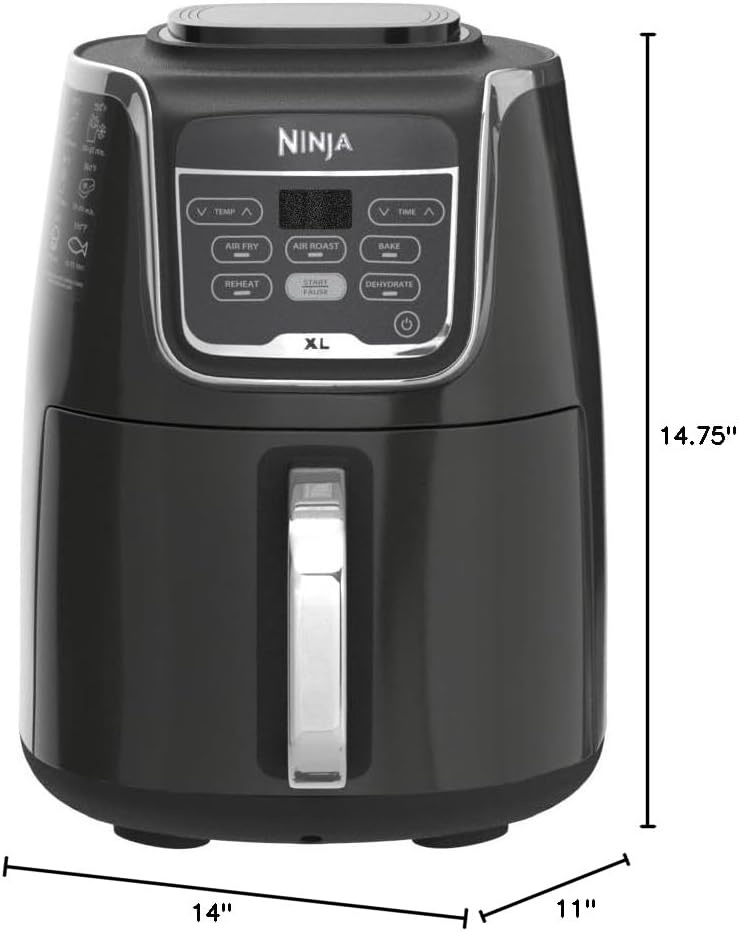 image:imageNinja Air Fryer XL with MaxCrisp 65 Qt 6in1 Grey AF181 Max crisp air fry roast bake reheat dehydrate 1750W 450F max Fits 9 lbs wings55 QT XL