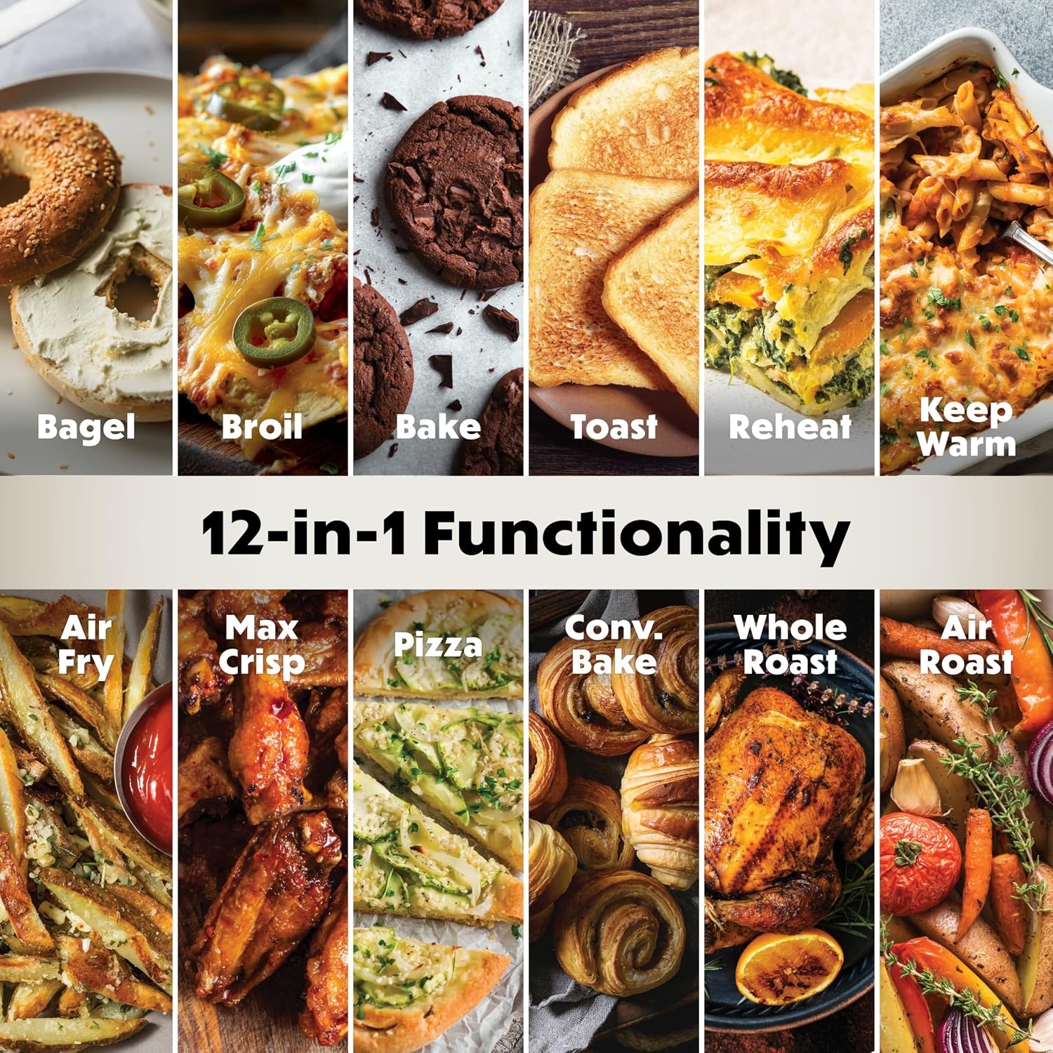 image:imageNinja DCT451 12in1 Smart Double Oven with FlexDoor Thermometer FlavorSeal Smart Finish Rapid Top Convection and Air Fry Bottom Stainless Steel Smart Cook thermometer FlavorSeal Smart Finish Air fry bake broil roast pizzaDouble Oven with Thermometer