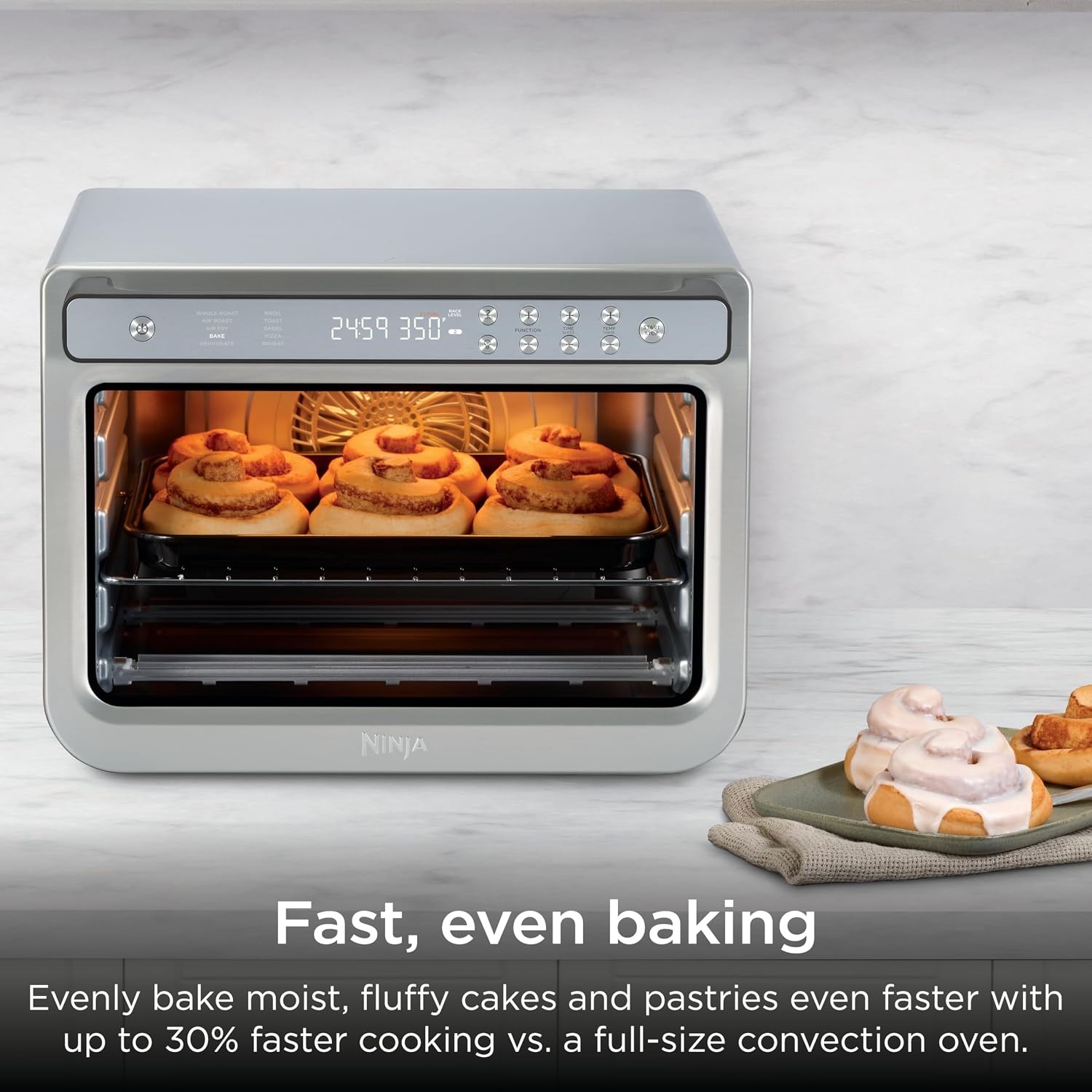 image:imageNinja DCT451 12in1 Smart Double Oven with FlexDoor Thermometer FlavorSeal Smart Finish Rapid Top Convection and Air Fry Bottom Stainless Steel Smart Cook thermometer FlavorSeal Smart Finish Air fry bake broil roast pizza10in1 XL Prestige