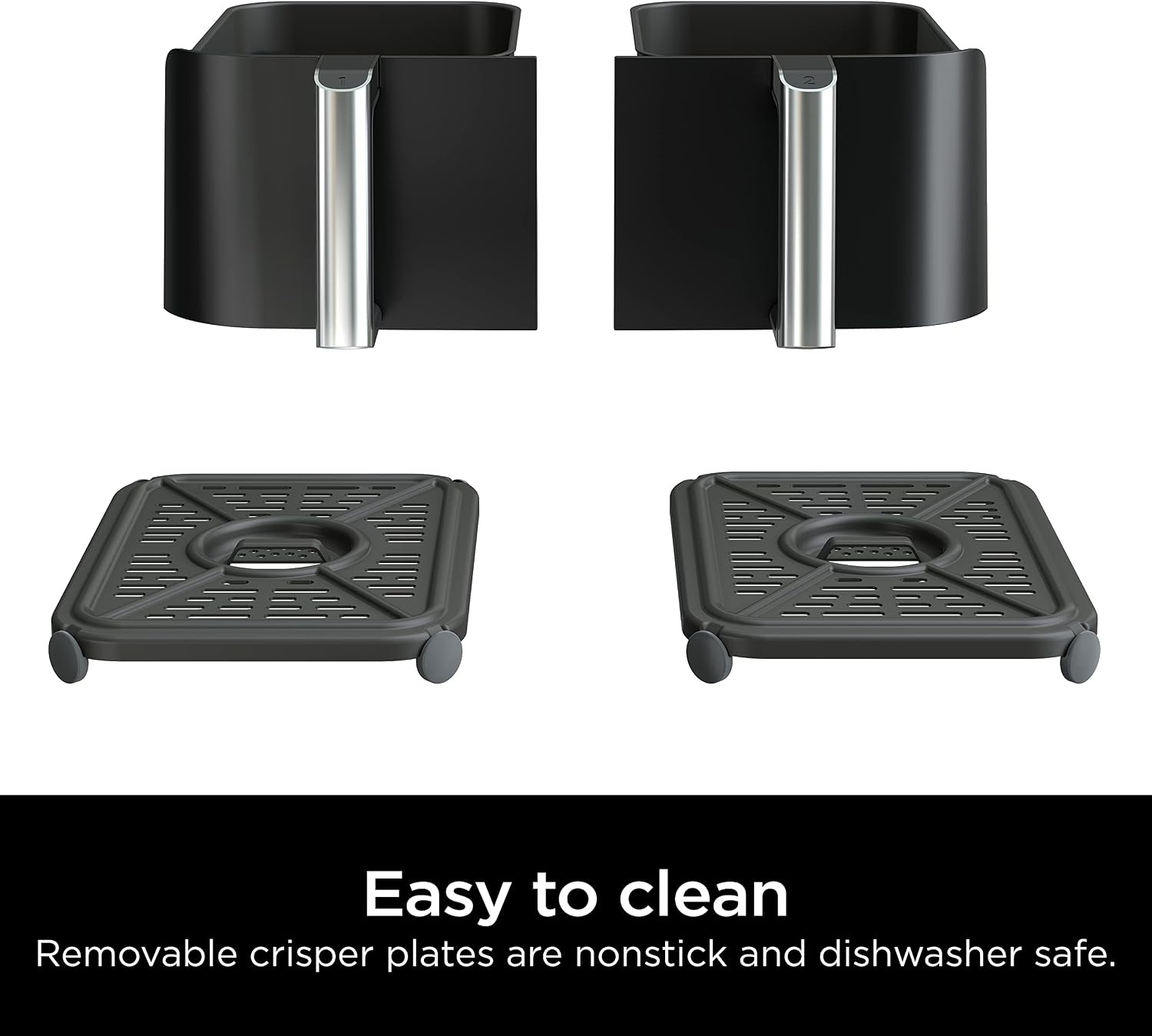 image:imageNinja DZ090 Foodi 6 Quart 5in1 DualZone 2Basket Air Fryer with 2 Independent Frying Baskets Match Cook amp Smart Finish to Roast Bake Dehydrate amp More for Quick Snacks amp Small Meals BlackBlack