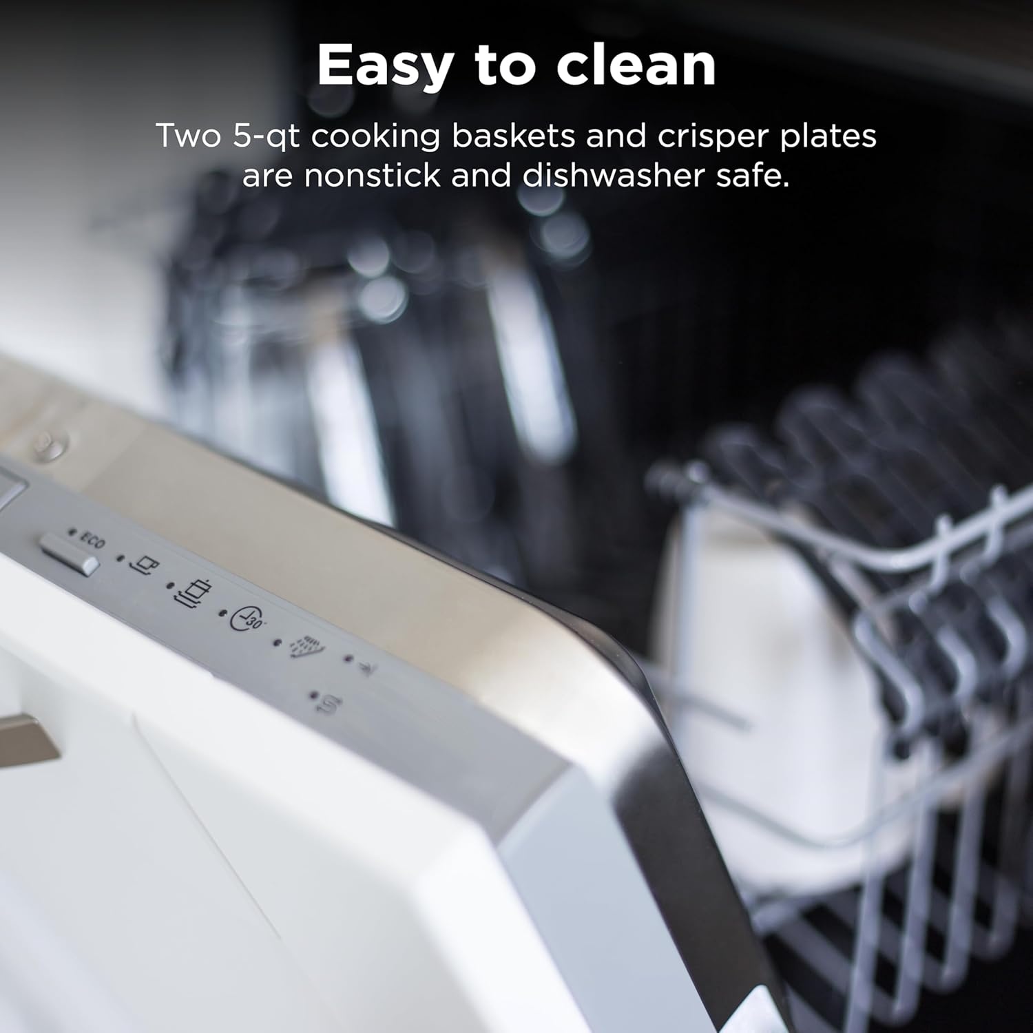 image:imageNinja DZ550 Foodi 10 Quart 6in1 DualZone Smart XL Air Fryer with 2 Independent Baskets Cook Thermometer for Perfect Doneness Match and Finish to Roast Dehydrate and More Black Air fry roast broil bake reheat dehydrate Smart Cook thermometer Match Cook Smart Finish10QT DualZone Black