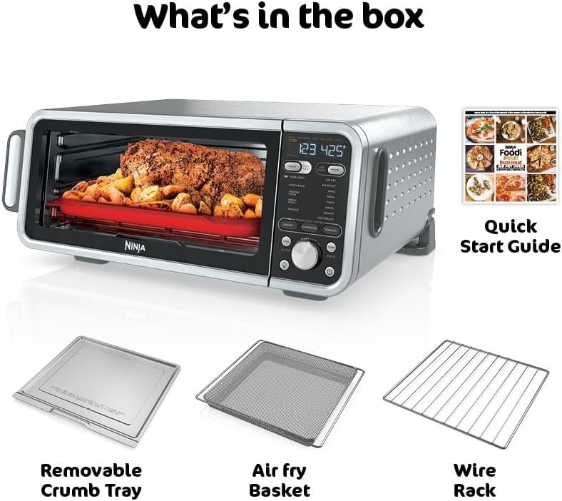 image:imageNinja Digital Air Fry Countertop Oven 8in1 XL Silver SP101 Air fry air roast broil bake toast bagel dehydrate keep warm 1800W Flip up amp away13in1 Flip Oven XL