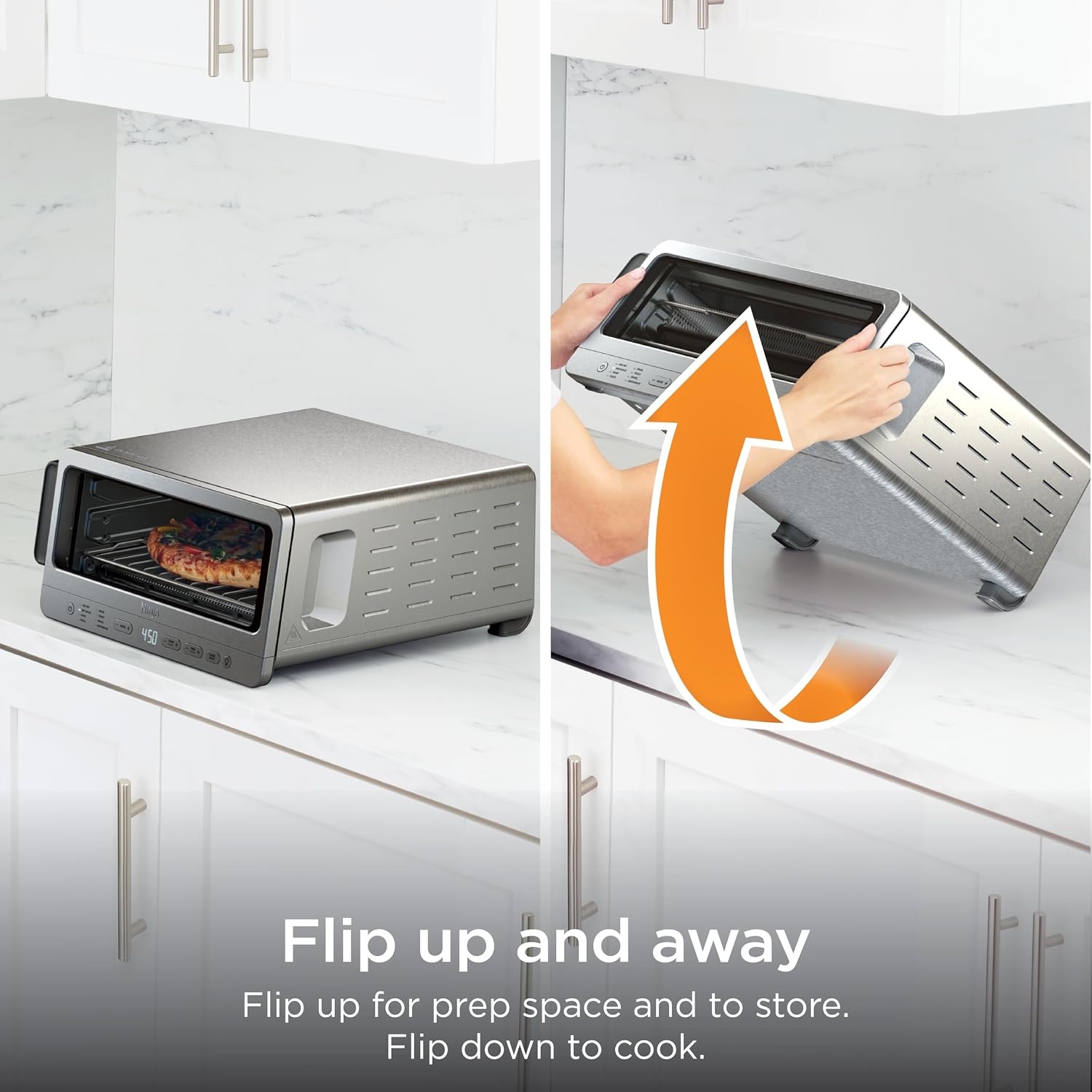 image:imageNinja Digital Air Fry Countertop Oven 8in1 XL Silver SP101 Air fry air roast broil bake toast bagel dehydrate keep warm 1800W Flip up amp away8in1 Flip Oven Stainless