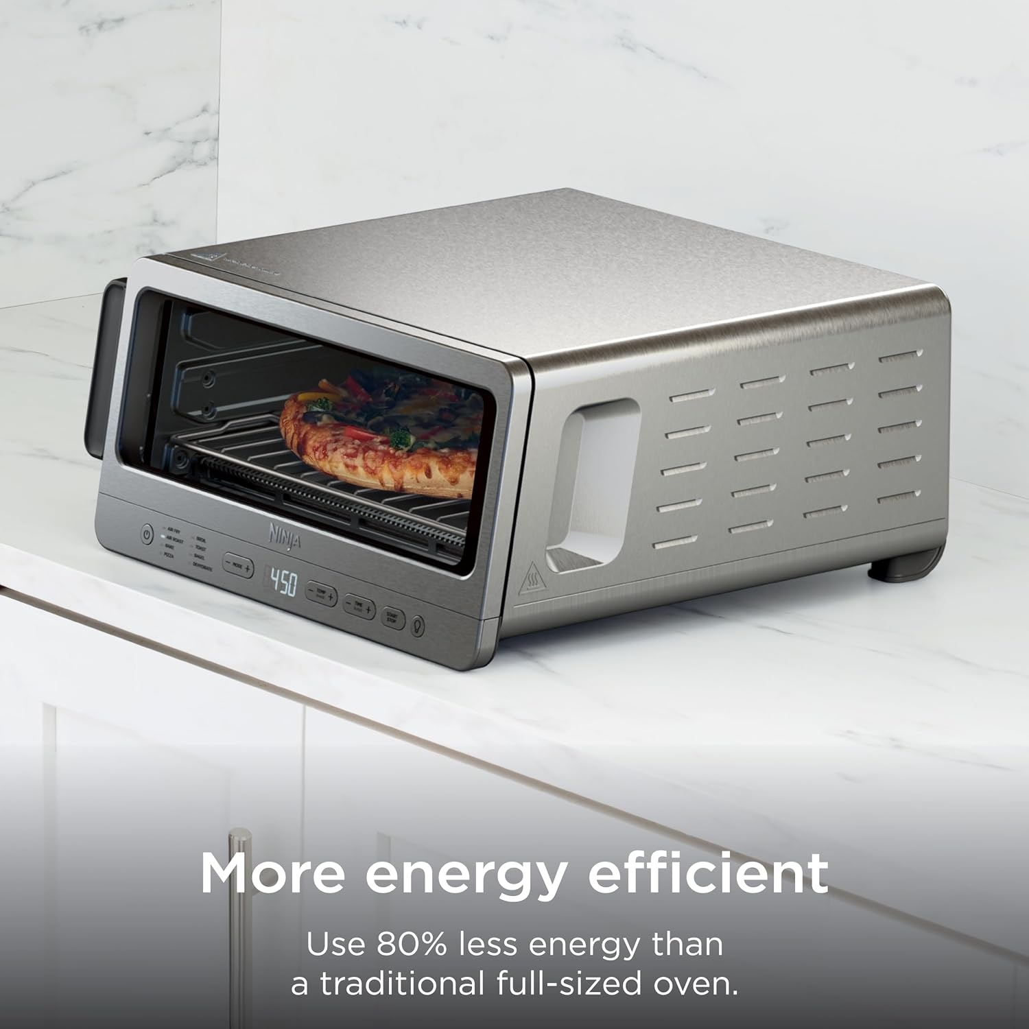 image:imageNinja Digital Air Fry Countertop Oven 8in1 XL Silver SP101 Air fry air roast broil bake toast bagel dehydrate keep warm 1800W Flip up amp away8in1 Flip Oven Stainless