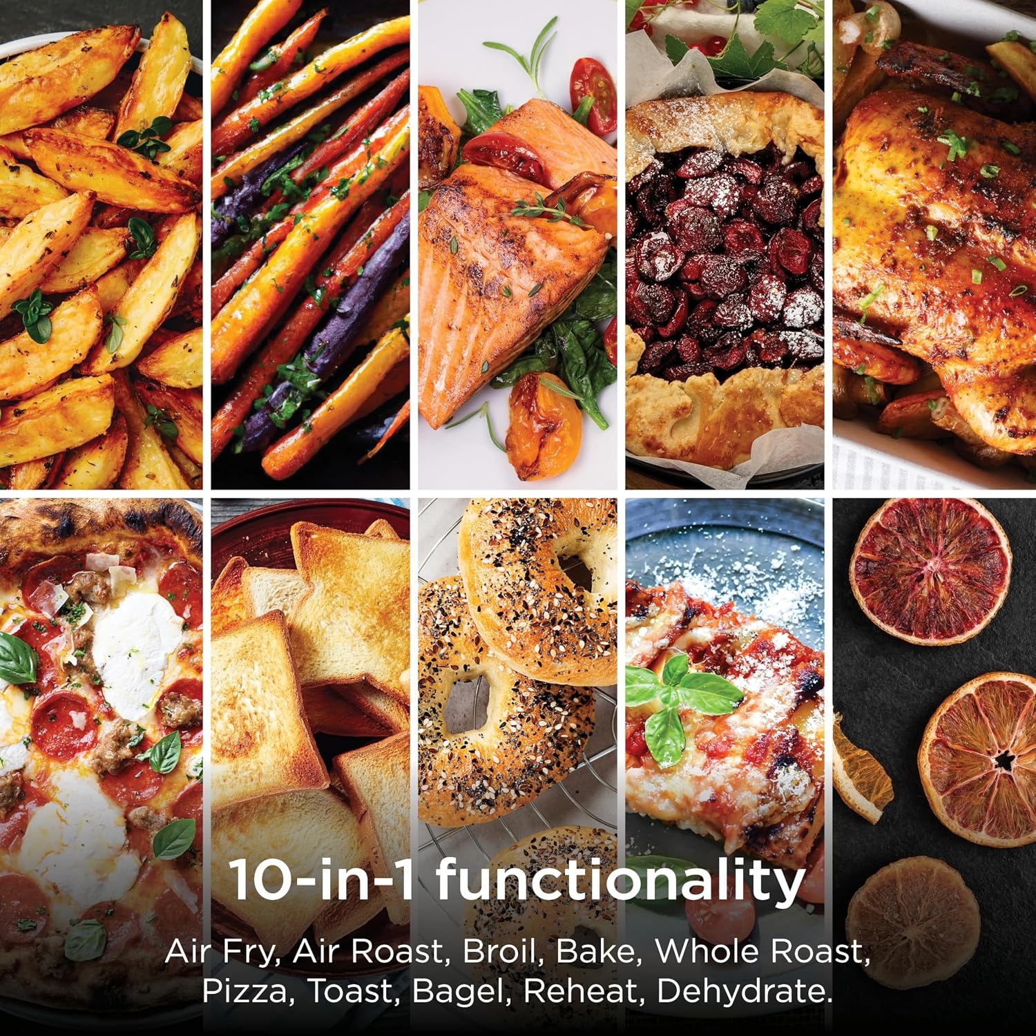 image:imageNinja Double Oven 12in1 FlexDoor Stainless Steel DCT401 FlavorSeal Smart Finish Air fry bake broil roast toast pizza fits 6 lbs wings10in1 Prestige