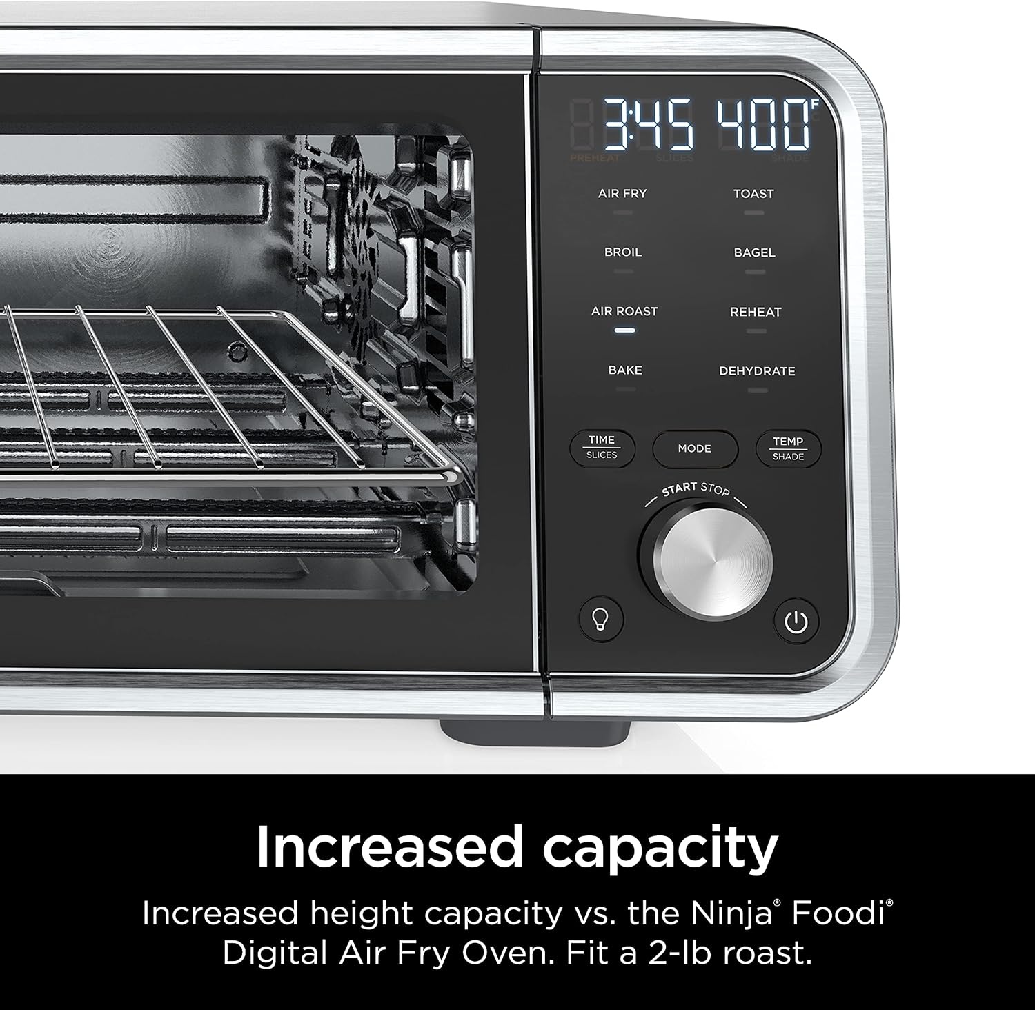 image:imageNinja Double Oven 12in1 FlexDoor Stainless Steel DCT401 FlavorSeal Smart Finish Air fry bake broil roast toast pizza fits 6 lbs wings8in1 Flip Oven