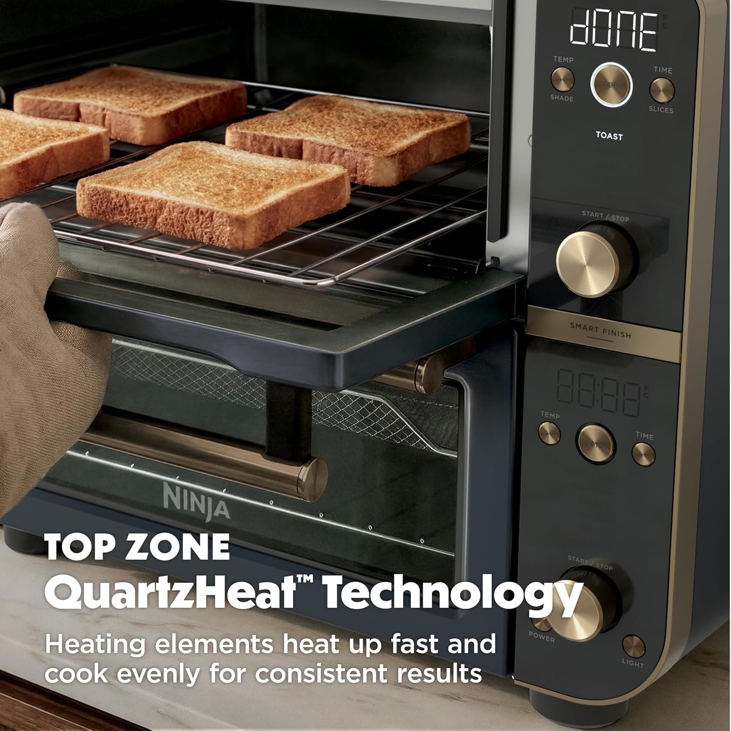 image:imageNinja Double Oven Pro Smart XL 302 Qt 12in1 Stainless Steel DCT801 DualZone Smart Finish Fits 45 lb chicken Air fry bake broil roast toast pizzaCyberspace