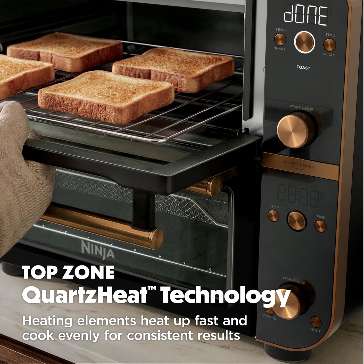 image:imageNinja Double Oven Pro Smart XL 302 Qt 12in1 Stainless Steel DCT801 DualZone Smart Finish Fits 45 lb chicken Air fry bake broil roast toast pizzaOnyx