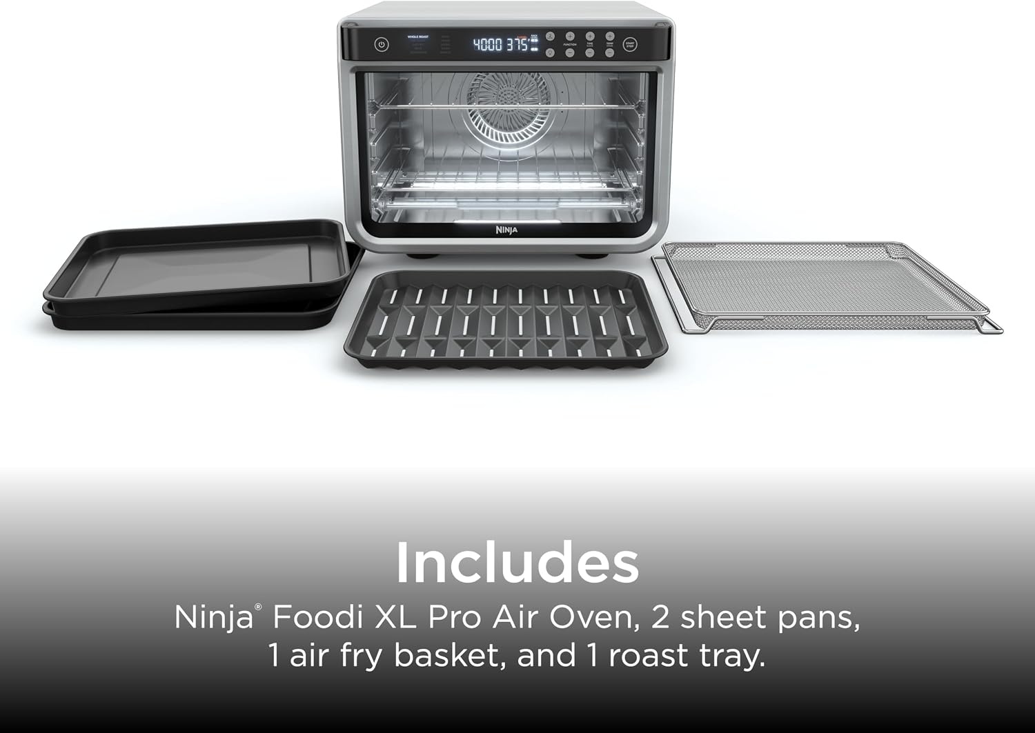 image:imageNinja Double Oven Pro Smart XL 302 Qt 12in1 Stainless Steel DCT801 DualZone Smart Finish Fits 45 lb chicken Air fry bake broil roast toast pizzaSilverPiano Black