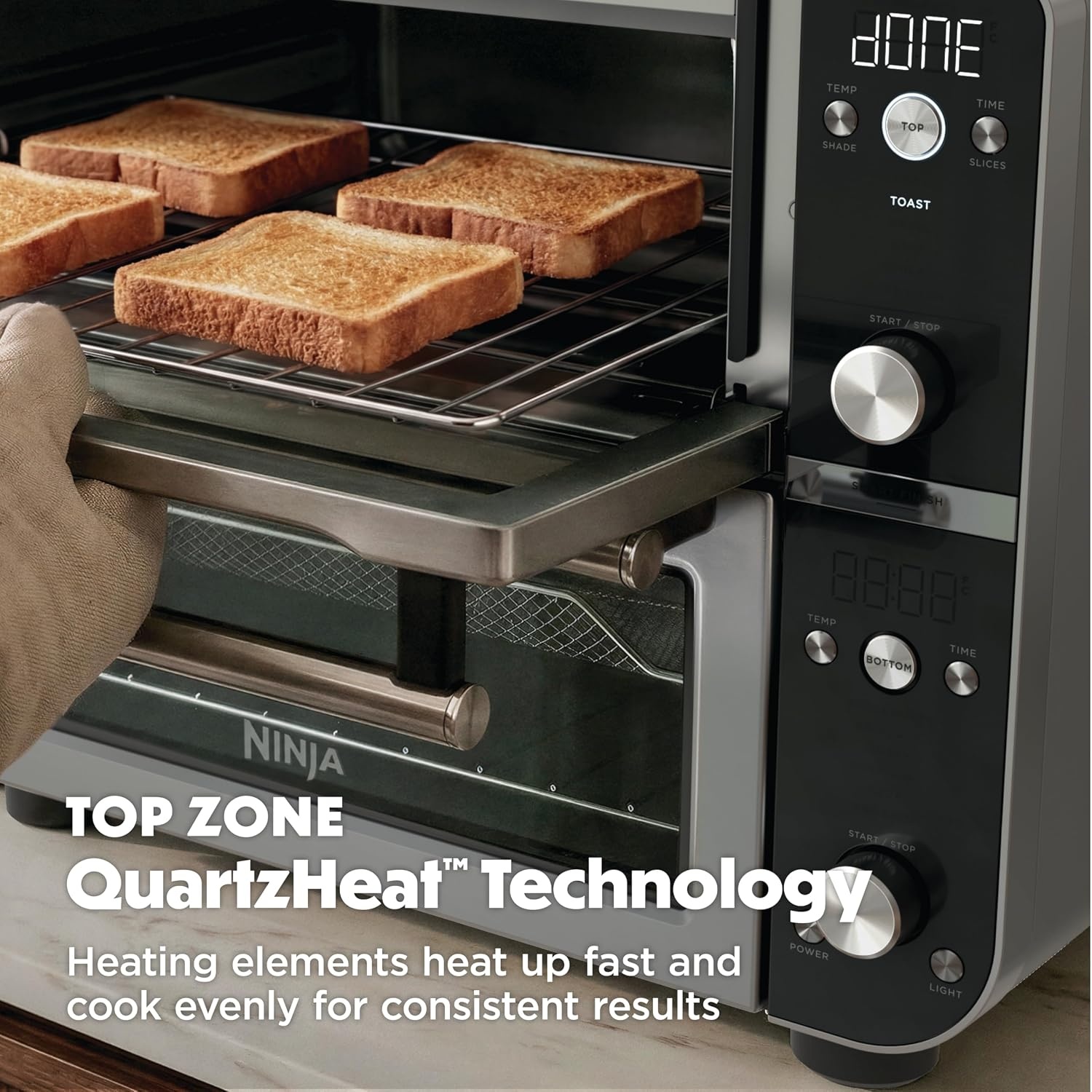 image:imageNinja Double Oven Pro Smart XL 302 Qt 12in1 Stainless Steel DCT801 DualZone Smart Finish Fits 45 lb chicken Air fry bake broil roast toast pizzaSilverBlack