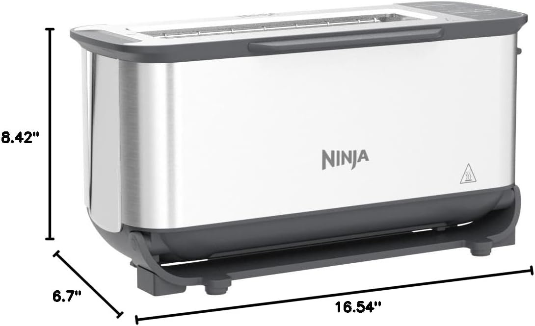 image:imageNinja Foodi Flip Toaster 2in1 2Slice Stainless Steel ST101 Toast bagel defrost bake broil reheat 1500W 7 shade settings Dishwashersafe crumb tray4 Functions