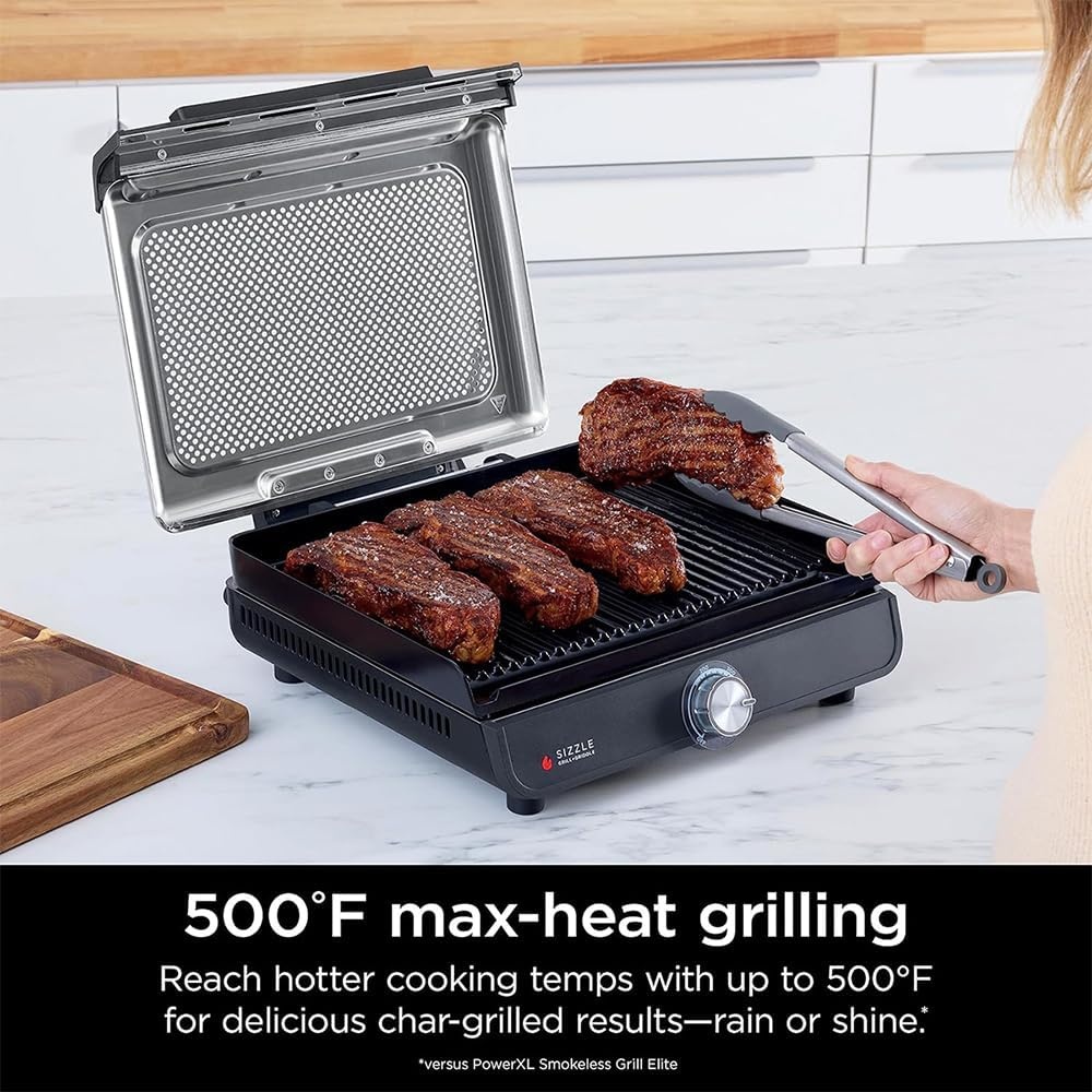 image:imageNinja GR100 Sizzle Smokeless Indoor Grill Renewed Bundle with 2 Year Enhanced Protection Pack
