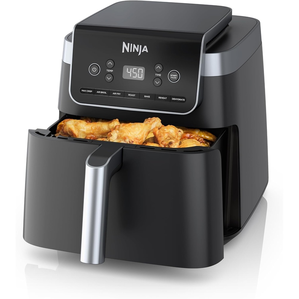 image:imageNinja Air Fryer Pro 5 Qt 5in1 Stone AF142SD Air fry bake roast reheat dehydrate 1750W 400F max Fits 4 lbs fries DishwashersafeCharcoal