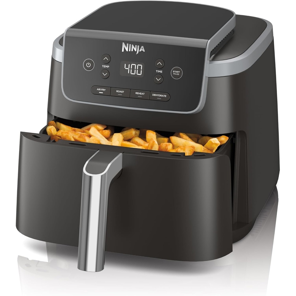image:imageNinja Air Fryer Pro 5 Qt 5in1 Stone AF142SD Air fry bake roast reheat dehydrate 1750W 400F max Fits 4 lbs fries DishwashersafeGrey
