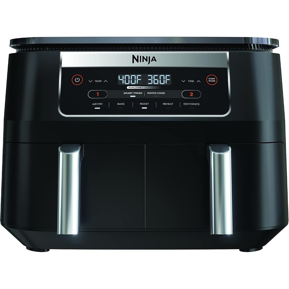 image:imageNinja DZ090 Foodi 6 Quart 5in1 DualZone 2Basket Air Fryer with 2 Independent Frying Baskets Match Cook amp Smart Finish to Roast Bake Dehydrate amp More for Quick Snacks amp Small Meals BlackBlack