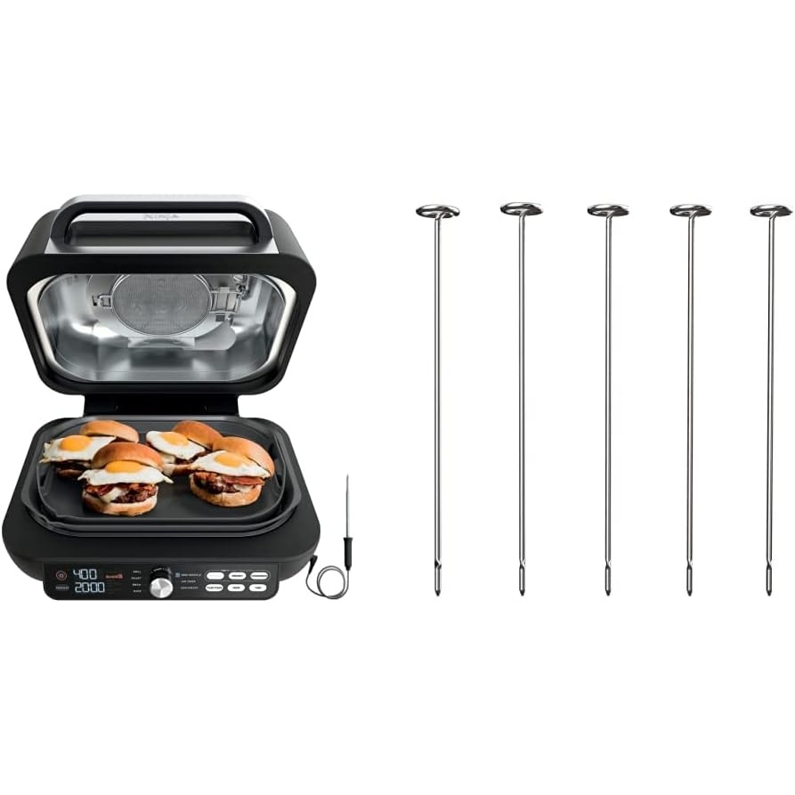 image:imageNinja IG651 Foodi Smart XL Pro 7in1 Indoor GrillGriddle Combo Black with 120KY300 Foodi Grill Kebab Skewers 725 Inches Stainless SteelGrill Kebob Set V2