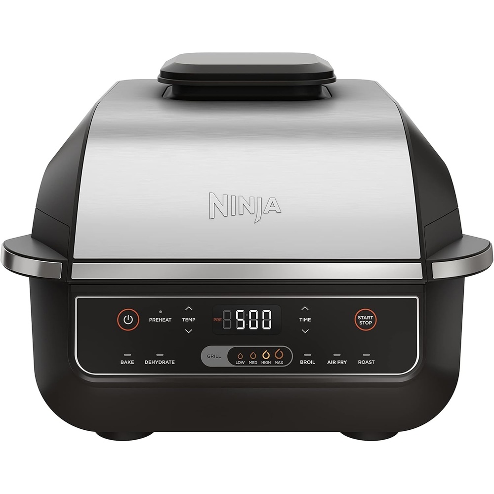 image:imageNinja Refurbished EG201 Foodi 6in1 Indoor Grill with Air Fry Roast Bake Broil amp Dehydrate 2nd Generation BlackSilver Renewed